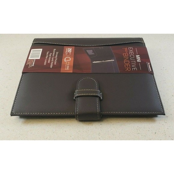 "It's Academic Mini Executive Leather Portfolio Folder, 1"" Ring Dark Brown - Picture 2 of 12